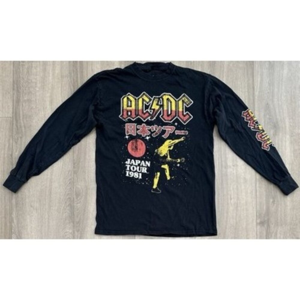 ACDC Japan Tour 1981 Black T-Shirt Long Sleeve Mens Medium